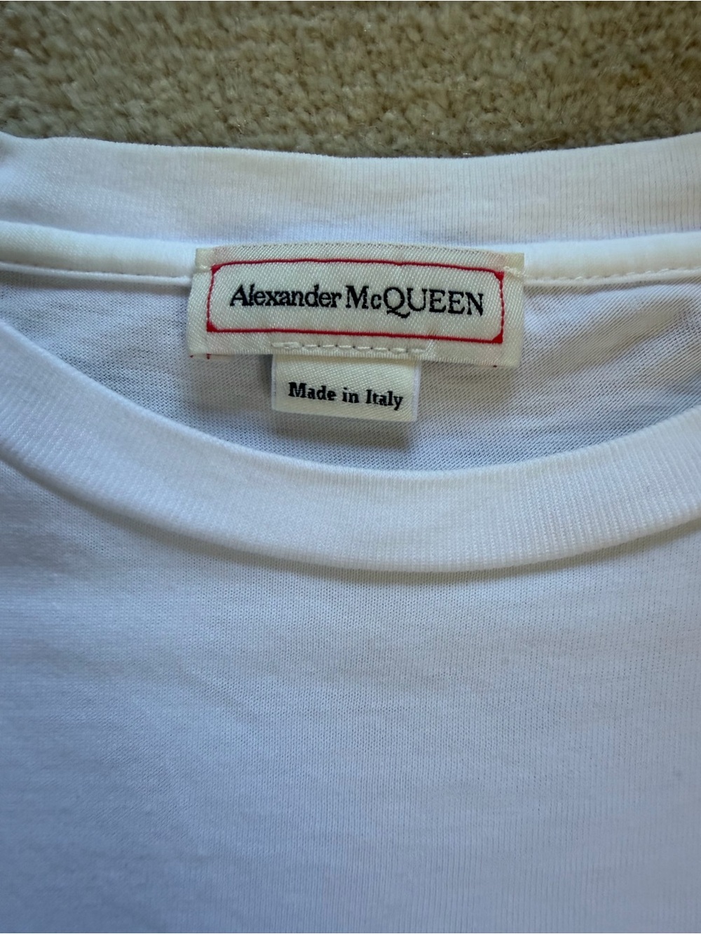 Alexander McQueen White Tee with Blue Logo Script - Picture 3 of 7